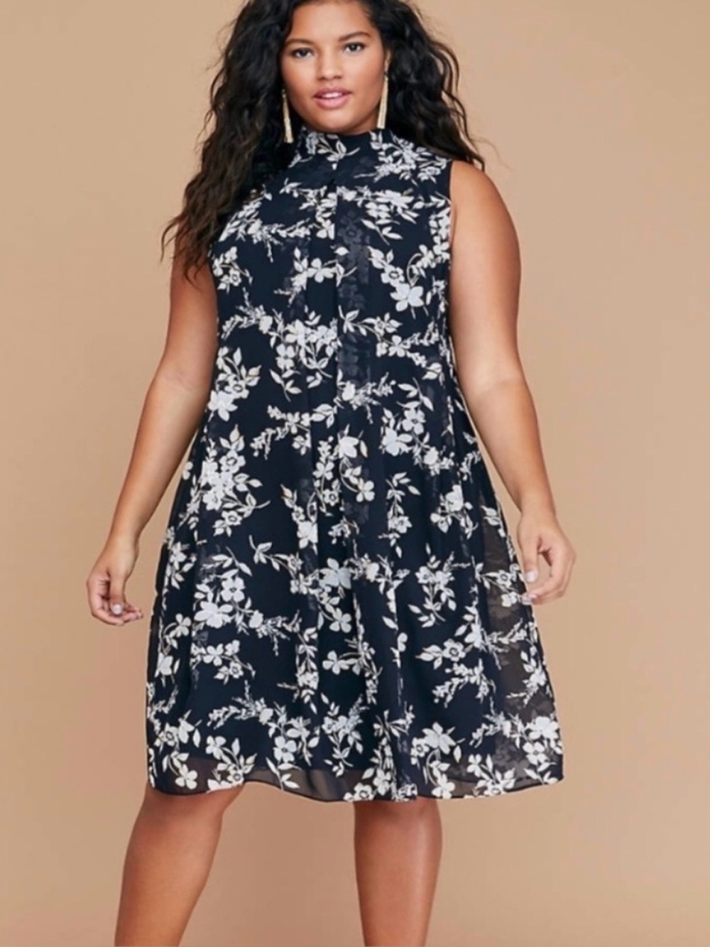 Lane Bryant Gold Foil Trapeze Dress, Size 18